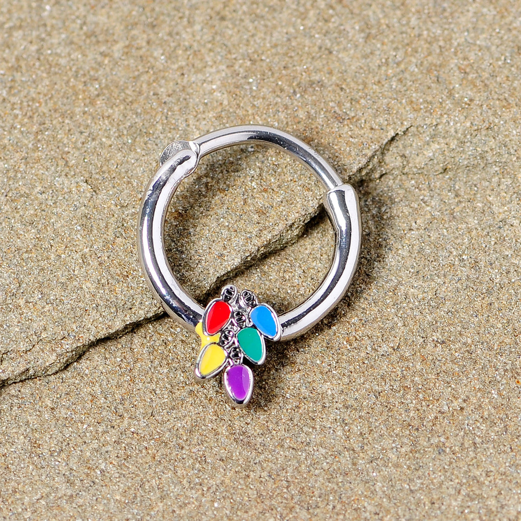 BodyCandy 16G 3/8 Christmas Lights Holiday Septum Clicker — side view