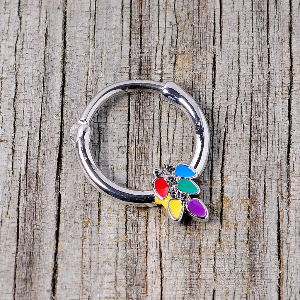 BodyCandy 16G 3/8 Christmas Lights Holiday Septum Clicker — back view