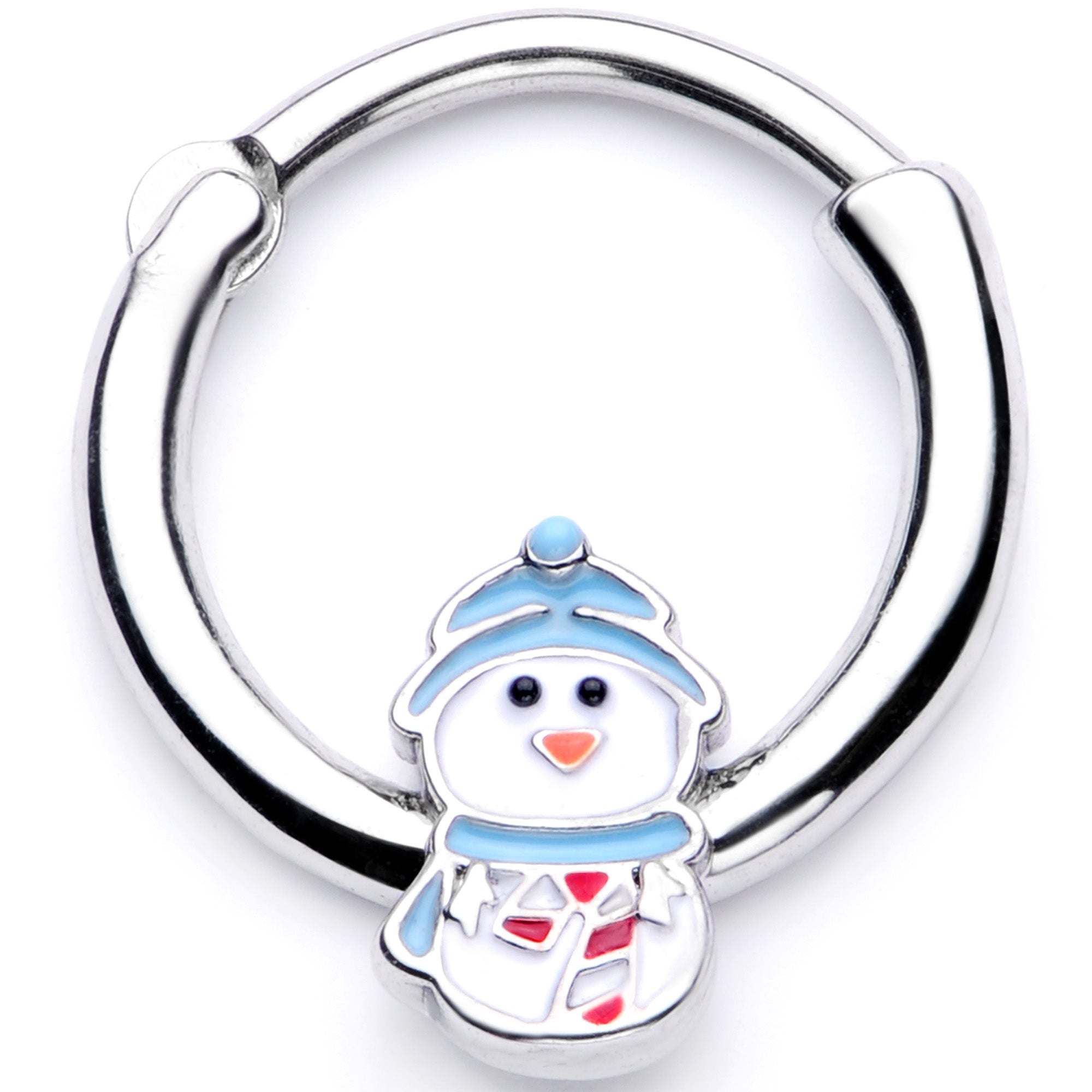 BodyCandy 16G 3/8 Snowman Winter Holiday Christmas Septum Clicker — main product shot
