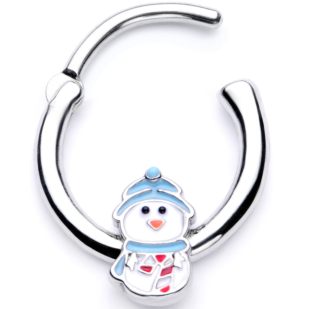 BodyCandy 16G 3/8 Snowman Winter Holiday Christmas Septum Clicker — lifestyle context