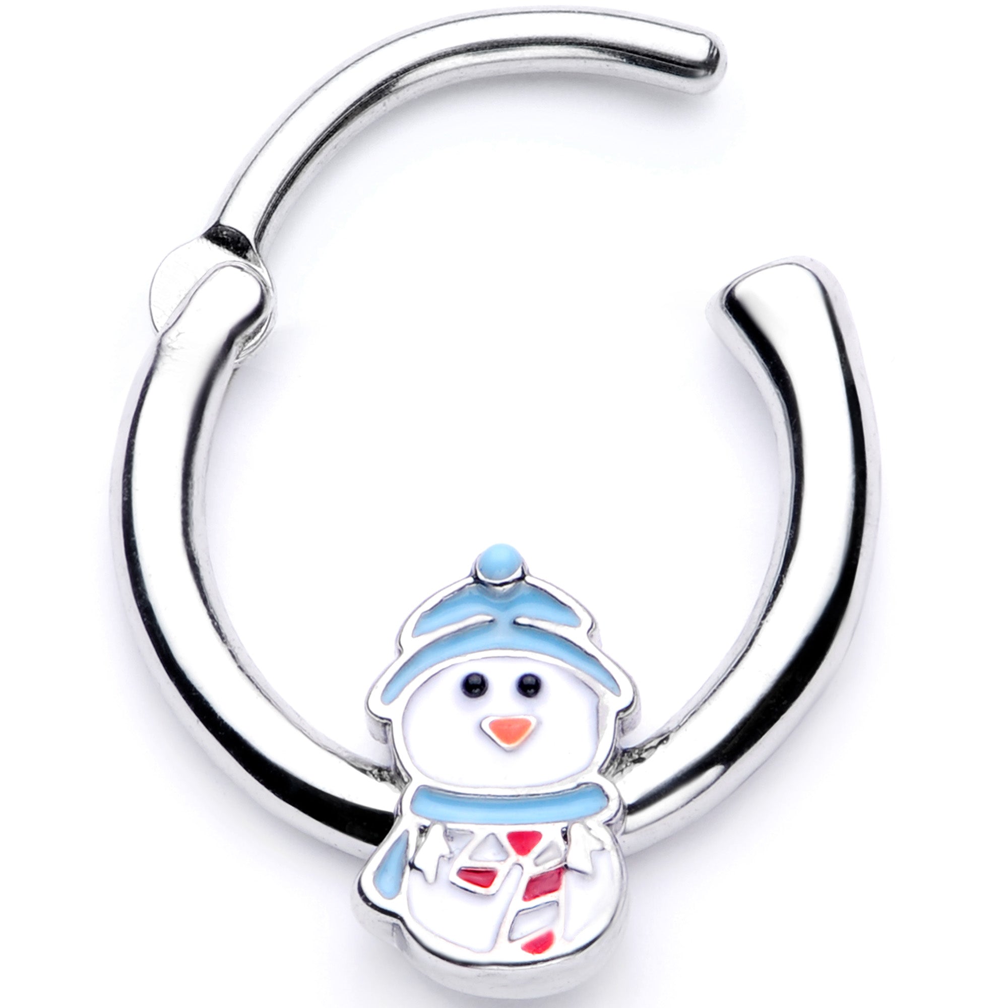 BodyCandy 16G 3/8 Snowman Winter Holiday Christmas Septum Clicker — lifestyle context