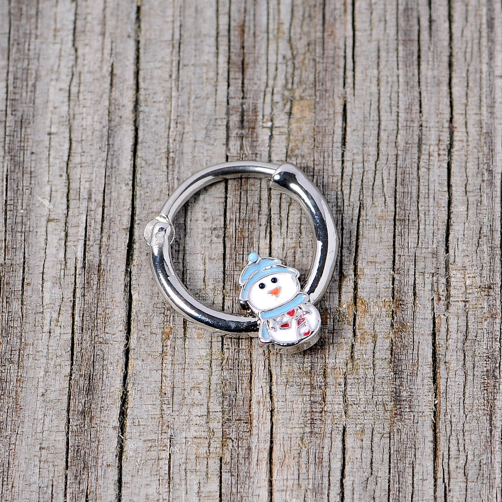 BodyCandy 16G 3/8 Snowman Winter Holiday Christmas Septum Clicker — back view