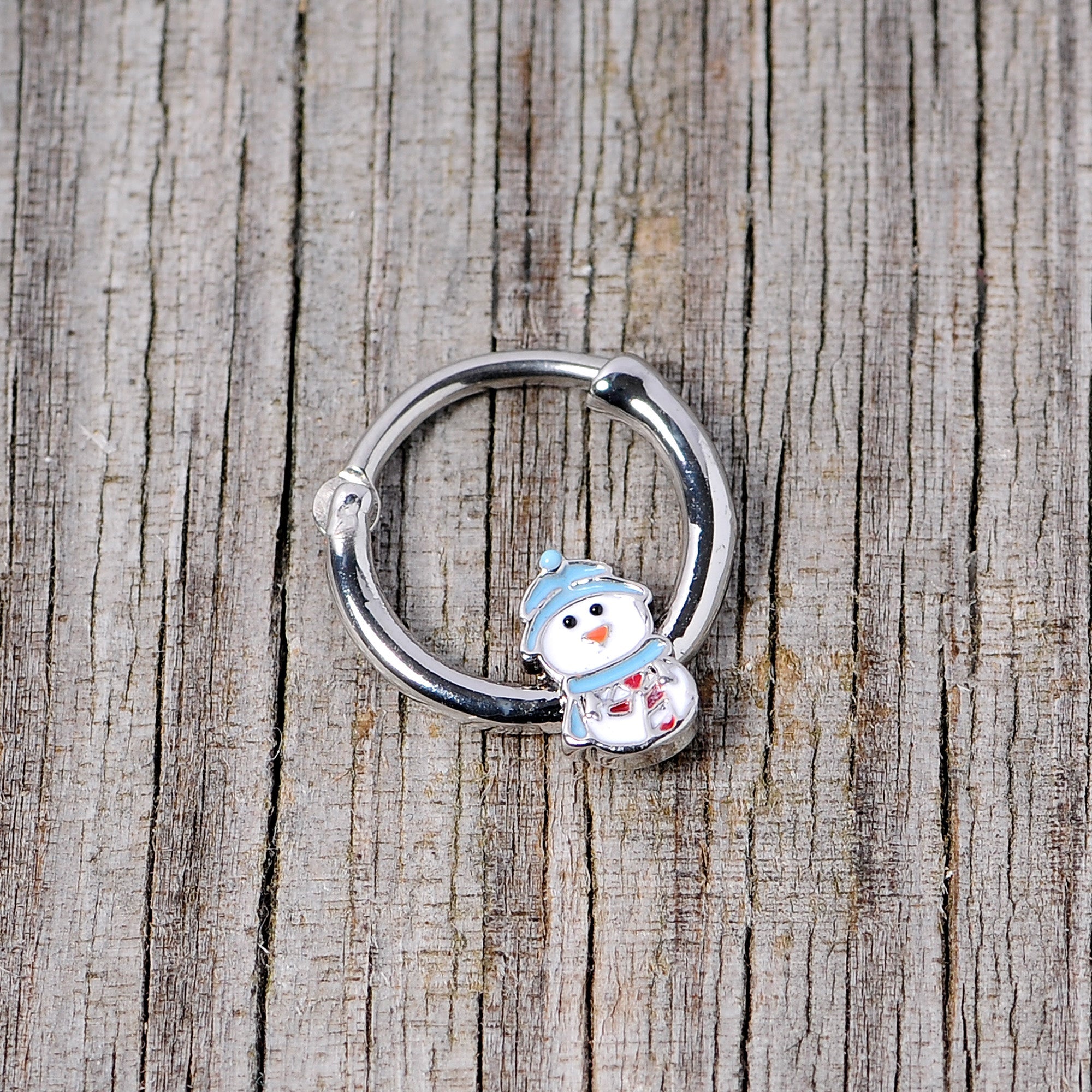 BodyCandy 16G 3/8 Snowman Winter Holiday Christmas Septum Clicker — back view