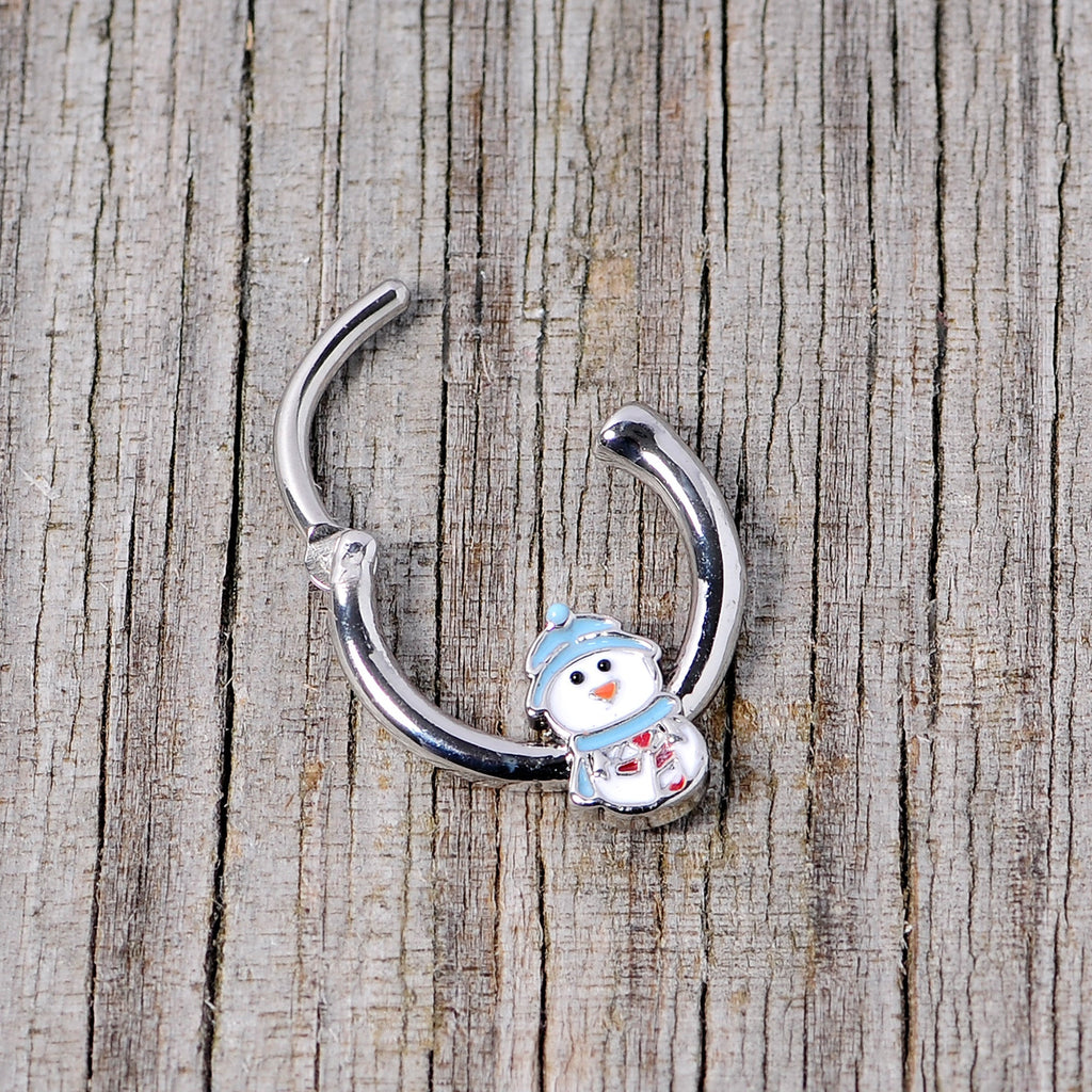 BodyCandy 16G 3/8 Snowman Winter Holiday Christmas Septum Clicker — alternative angle