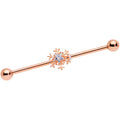 BodyCandy 14G Clear Gem Rose Gold Tone Snowflake Industrial Barbell 38mm — main product shot