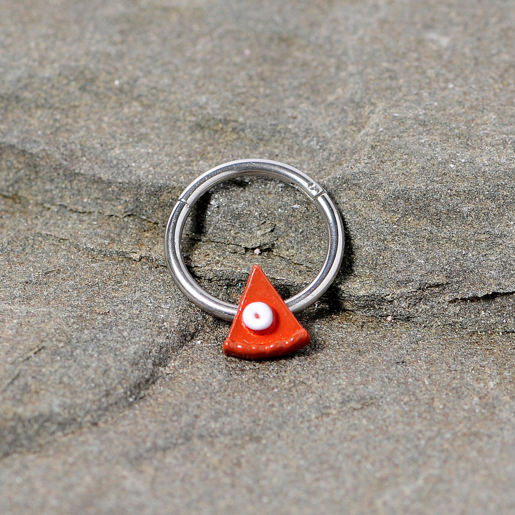 BodyCandy 16G 3/8 Pumpkin Pie Thanksgiving Holiday Hinged Segment Ring — side view