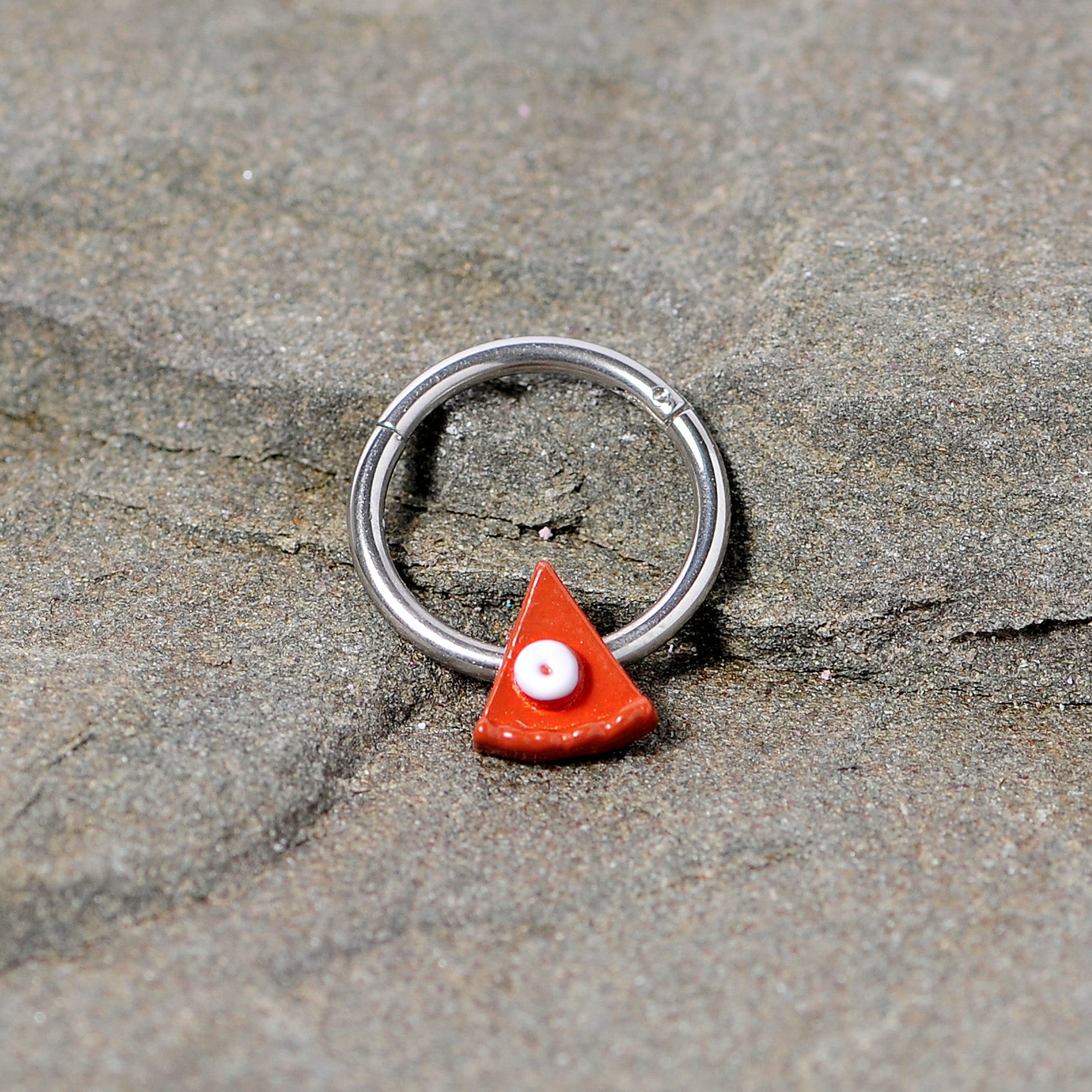 BodyCandy 16G 3/8 Pumpkin Pie Thanksgiving Holiday Hinged Segment Ring — side view