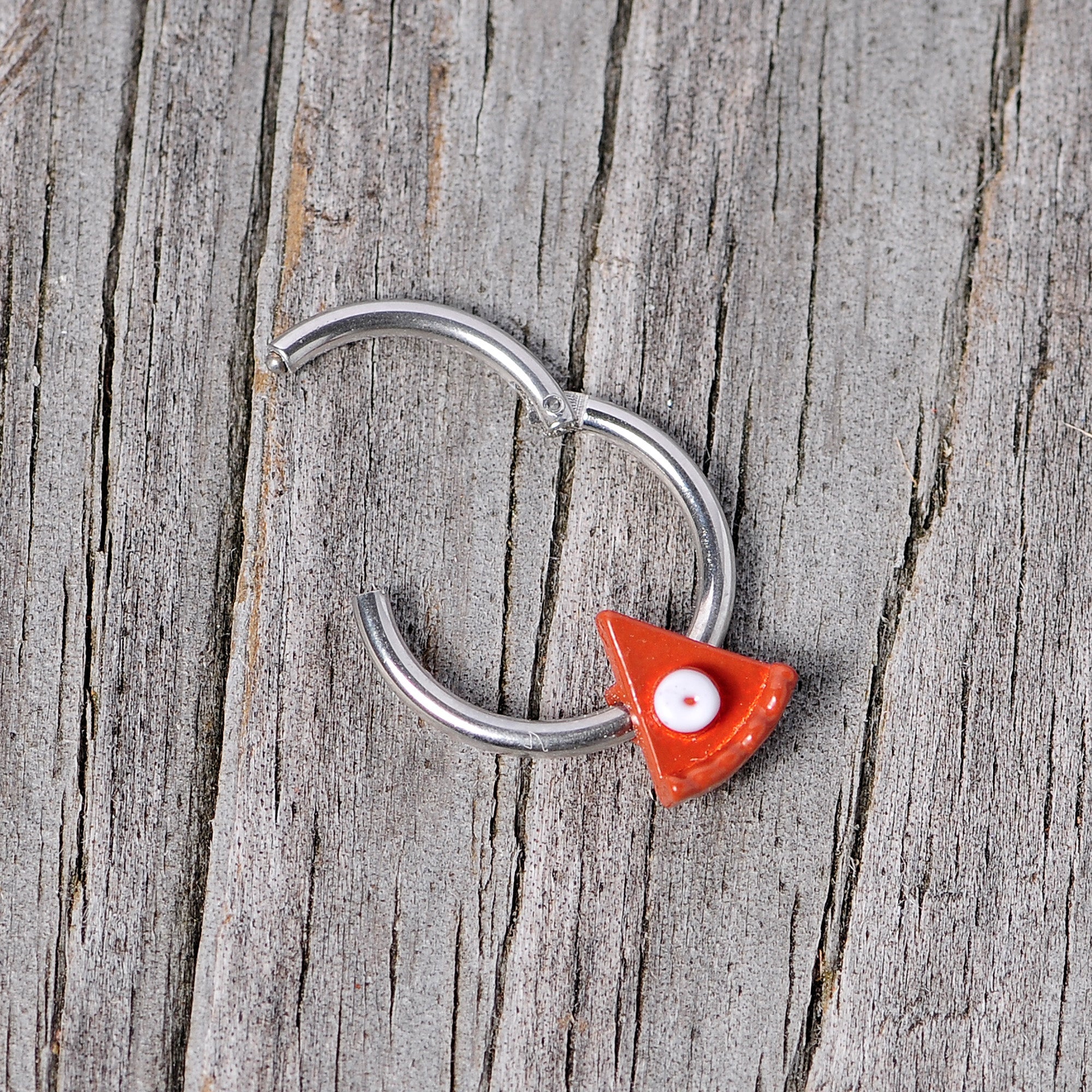 BodyCandy 16G 3/8 Pumpkin Pie Thanksgiving Holiday Hinged Segment Ring — alternative angle