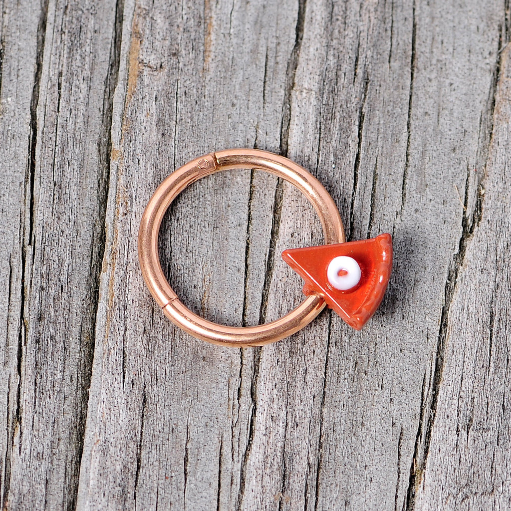 BodyCandy 16G 3/8 Rose Gold Tone Pumpkin Pie Holiday Hinged Segment Ring — lifestyle context