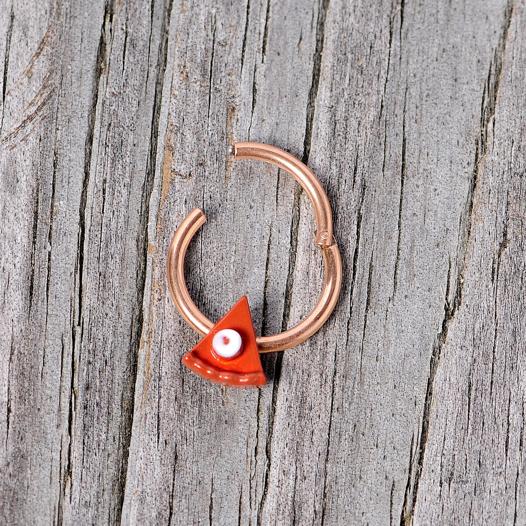 BodyCandy 16G 3/8 Rose Gold Tone Pumpkin Pie Holiday Hinged Segment Ring — side view