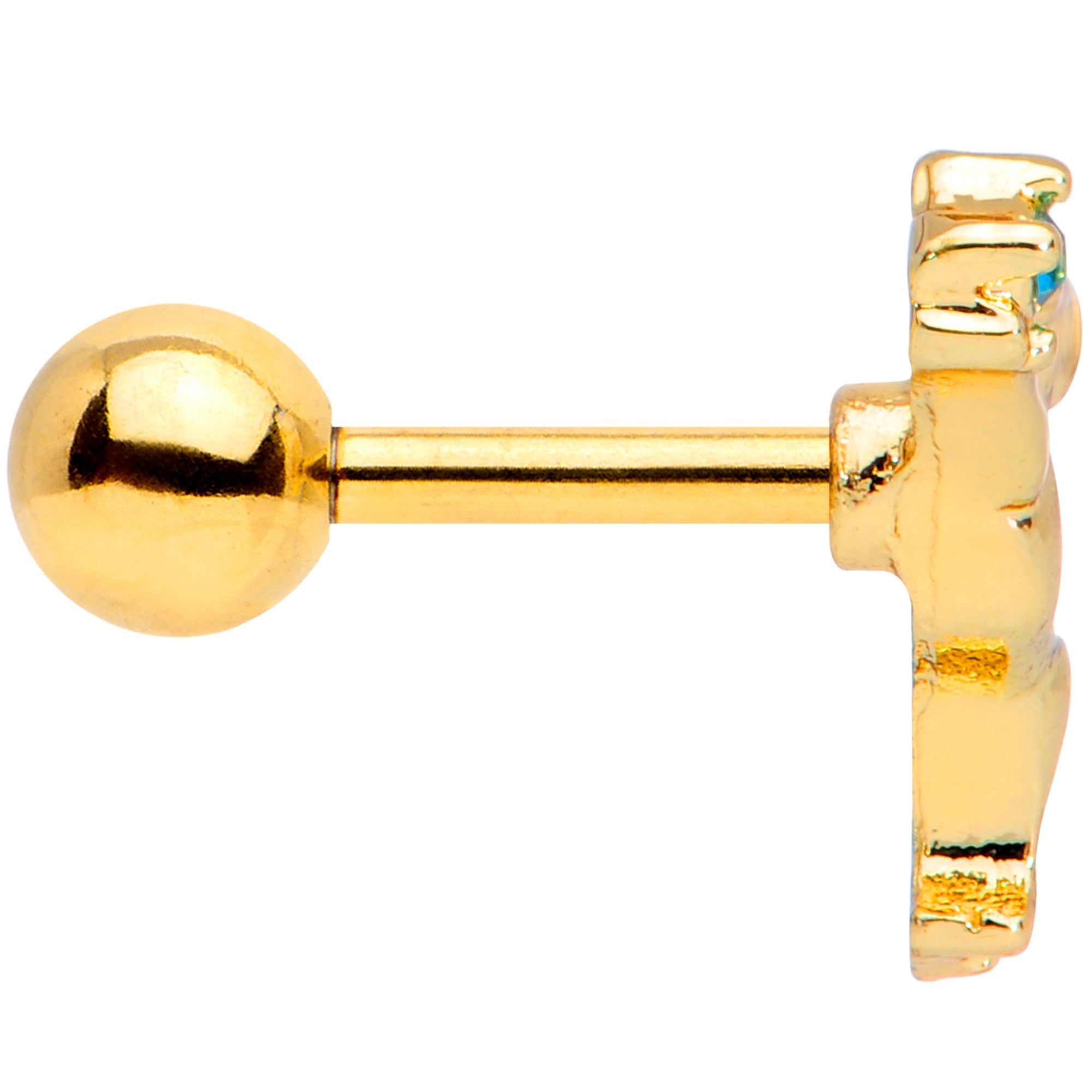 BodyCandy 16G 1/4 Blue Gem Gold Tone Leaping Cat Cartilage Tragus Earring — lifestyle context