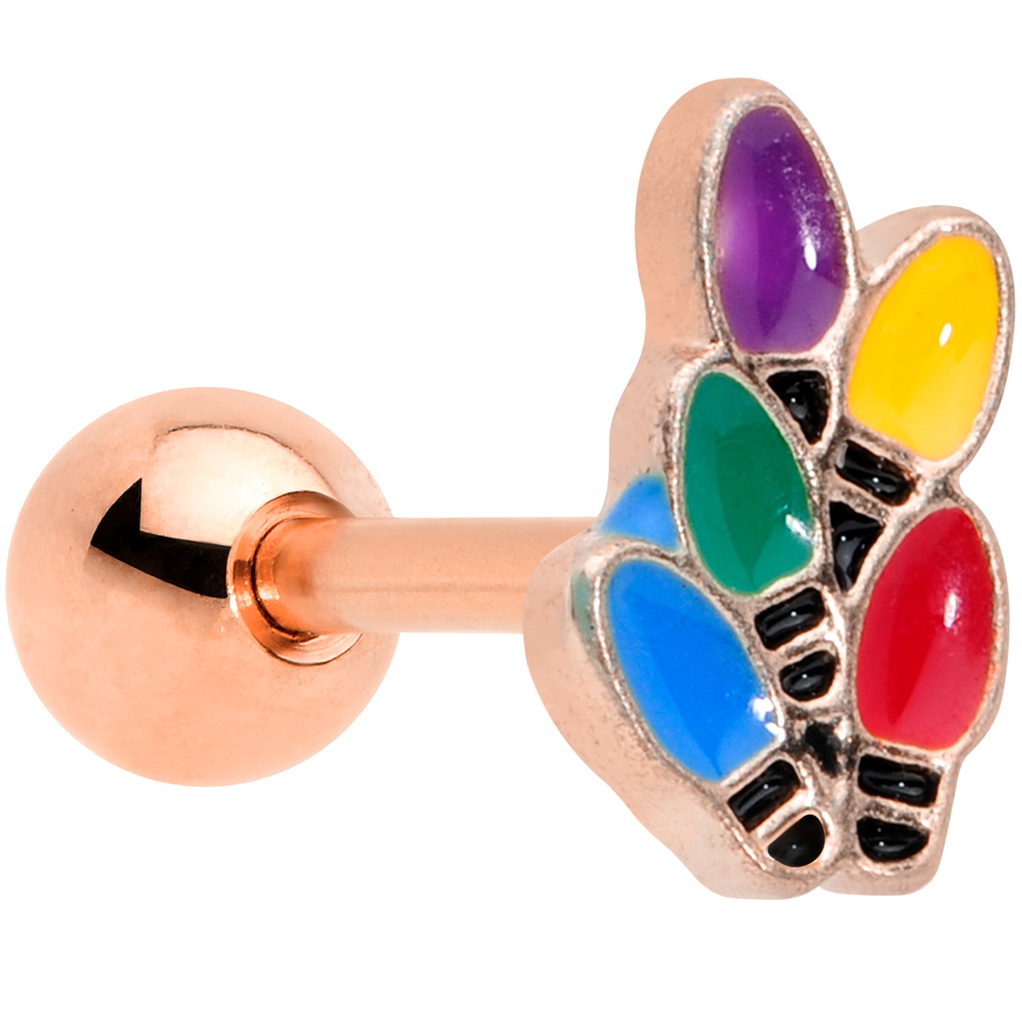 BodyCandy 16G 1/4 Rose Gold Tone Christmas Lights Holiday Cartilage Tragus — main product shot