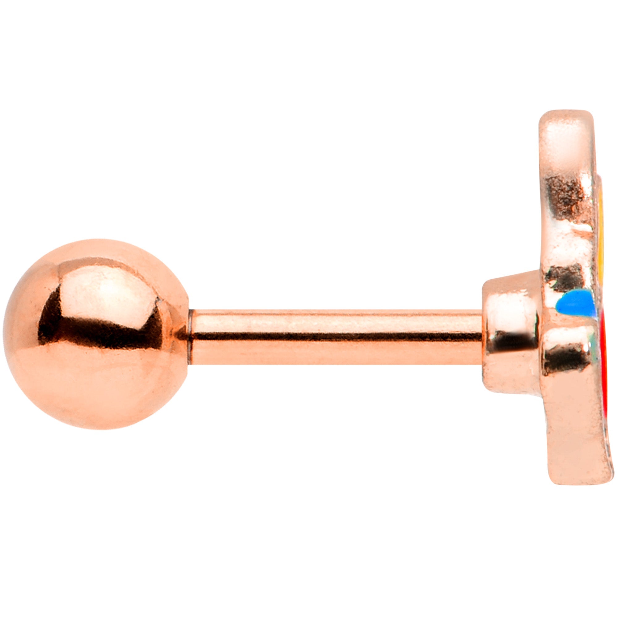BodyCandy 16G 1/4 Rose Gold Tone Christmas Lights Holiday Cartilage Tragus — side view