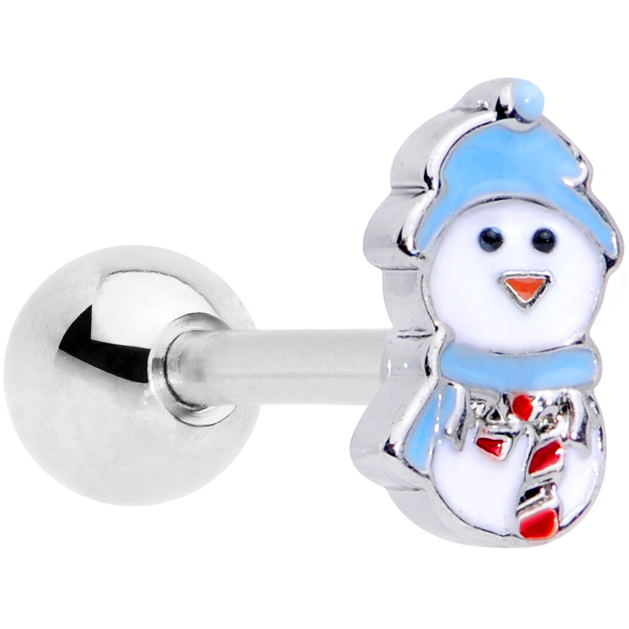 BodyCandy 16G 1/4 Blue Hat Snowman Winter Holiday Cartilage Tragus Earring — main product shot
