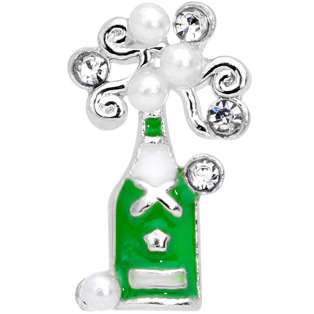 BodyCandy 16G 1/4 Clear Gem Champagne Cartilage Tragus — side view