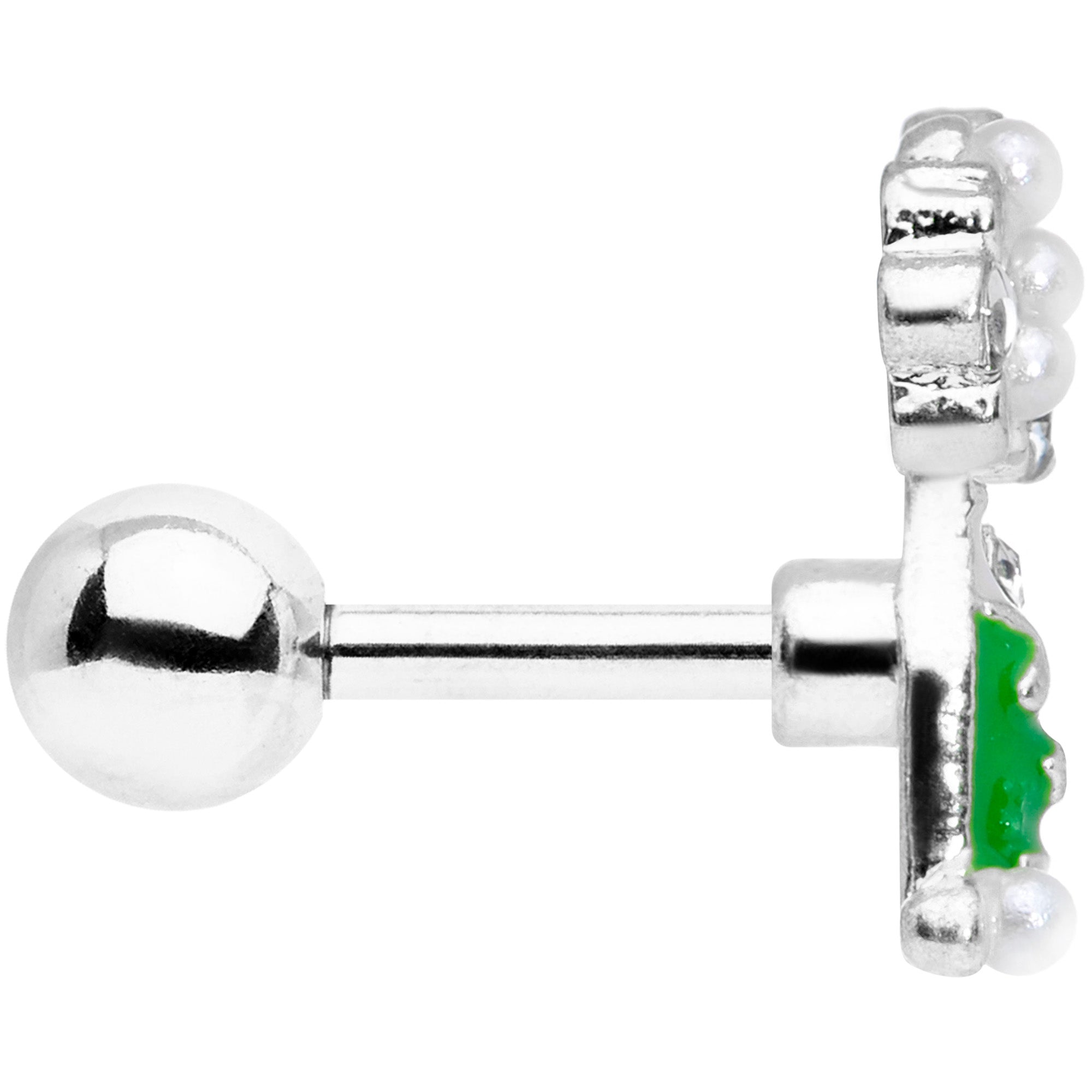BodyCandy 16G 1/4 Clear Gem Champagne Cartilage Tragus — back view