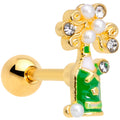 BodyCandy 16G 1/4 Clear Gem Gold Tone Champagne Cartilage Tragus — main product shot