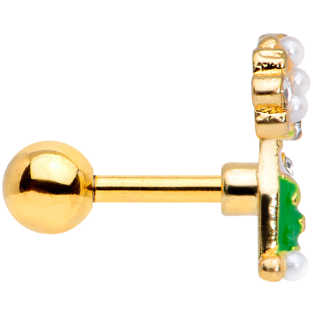 BodyCandy 16G 1/4 Clear Gem Gold Tone Champagne Cartilage Tragus — back view