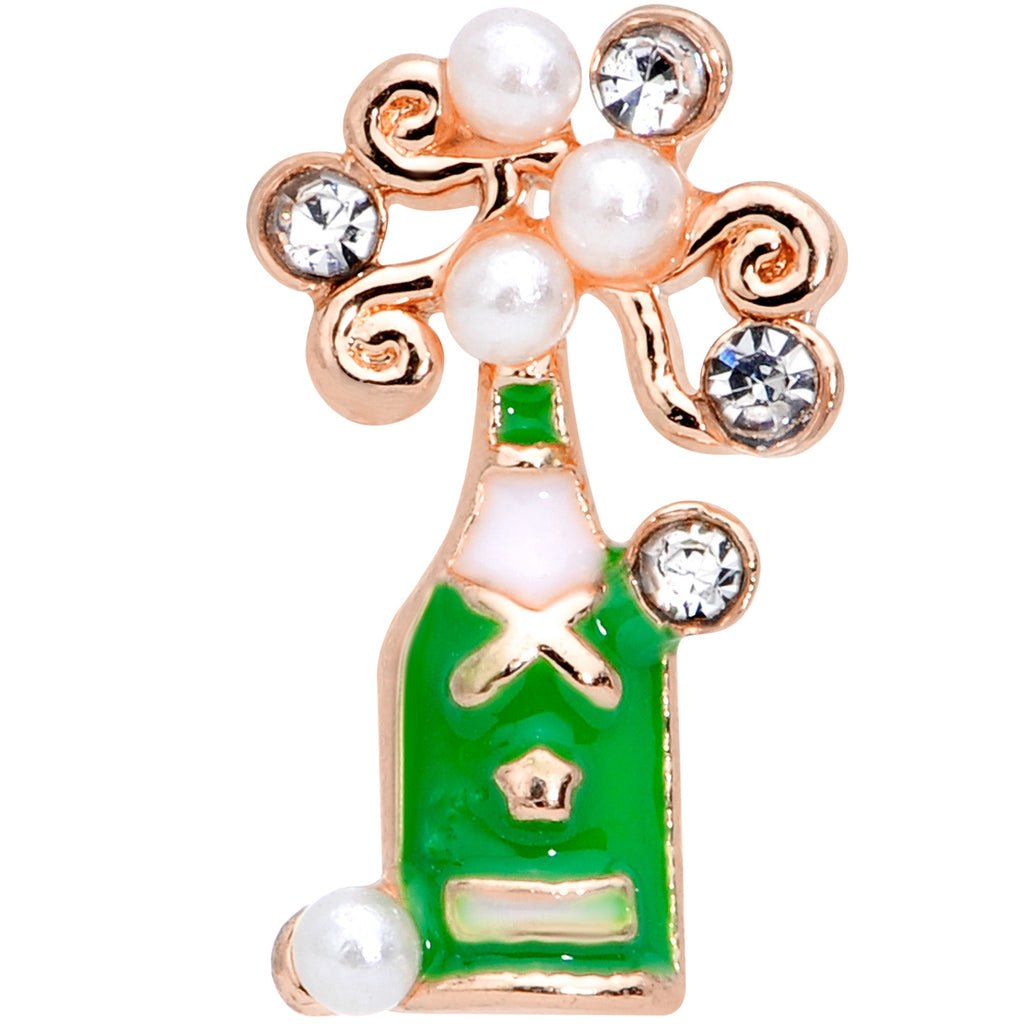 BodyCandy 16G 1/4 Clear Gem Rose Gold Tone Champagne Cartilage Tragus — side view