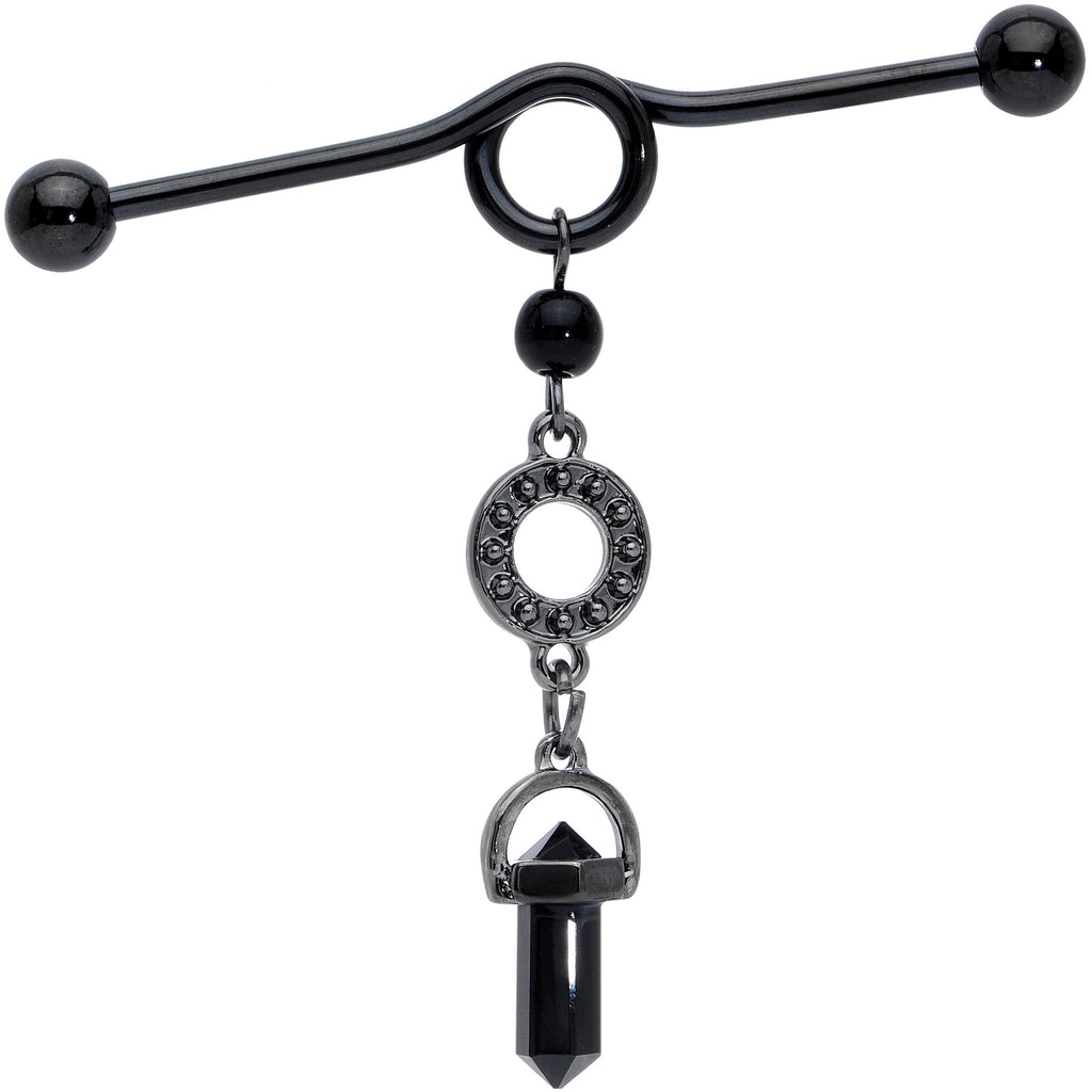 BodyCandy 14G Black Gem Halloween Dangle Industrial Barbell 38mm — main product shot