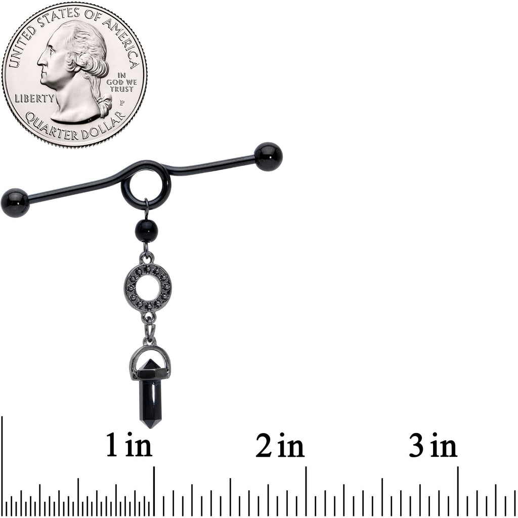 BodyCandy 14G Black Gem Halloween Dangle Industrial Barbell 38mm — alternative angle