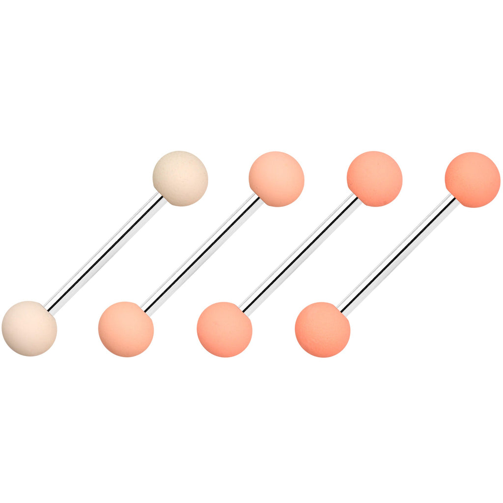 BodyCandy Peaches and Cream Matte Barbell Tongue Ring Set of 4 — lifestyle context
