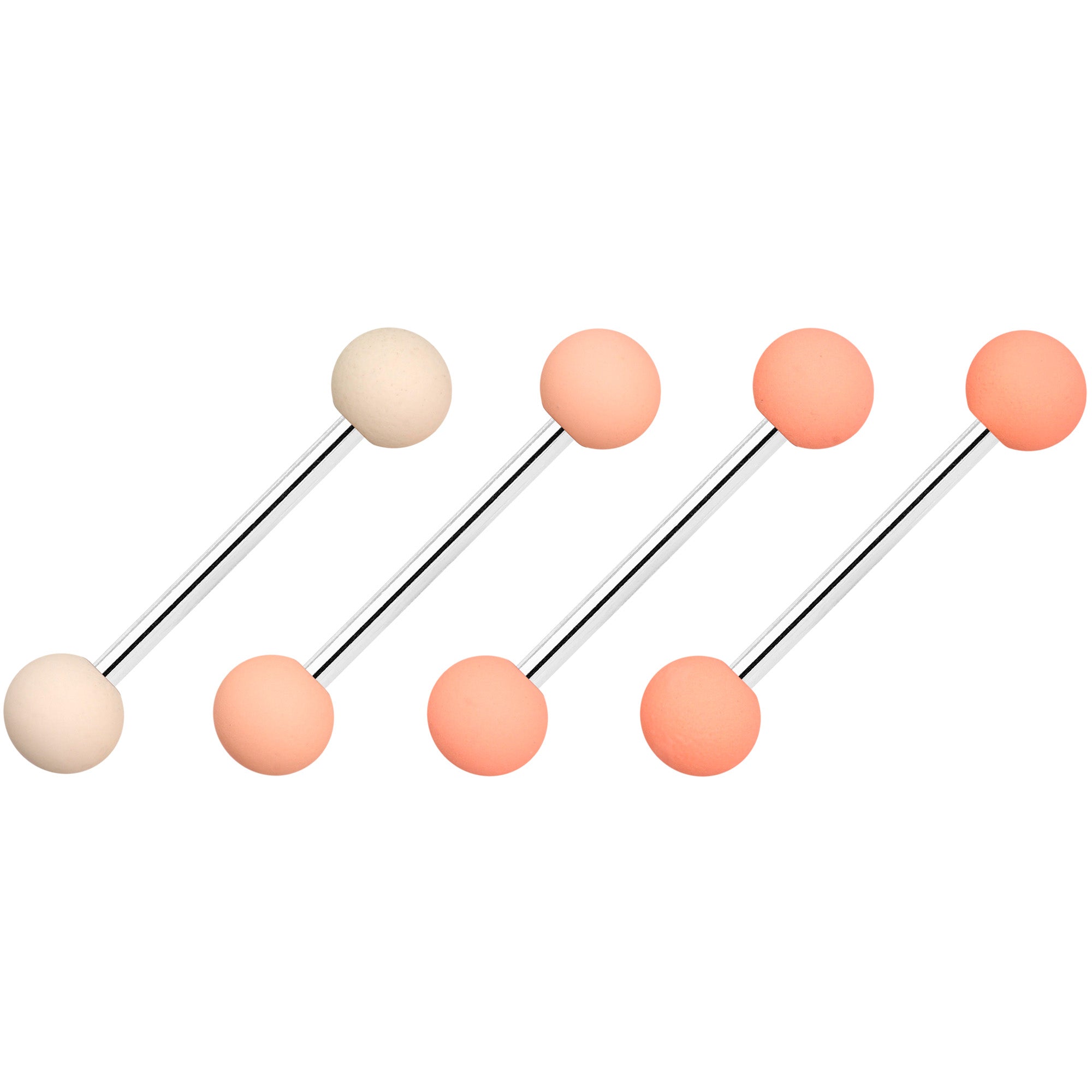 BodyCandy Peaches and Cream Matte Barbell Tongue Ring Set of 4 — lifestyle context