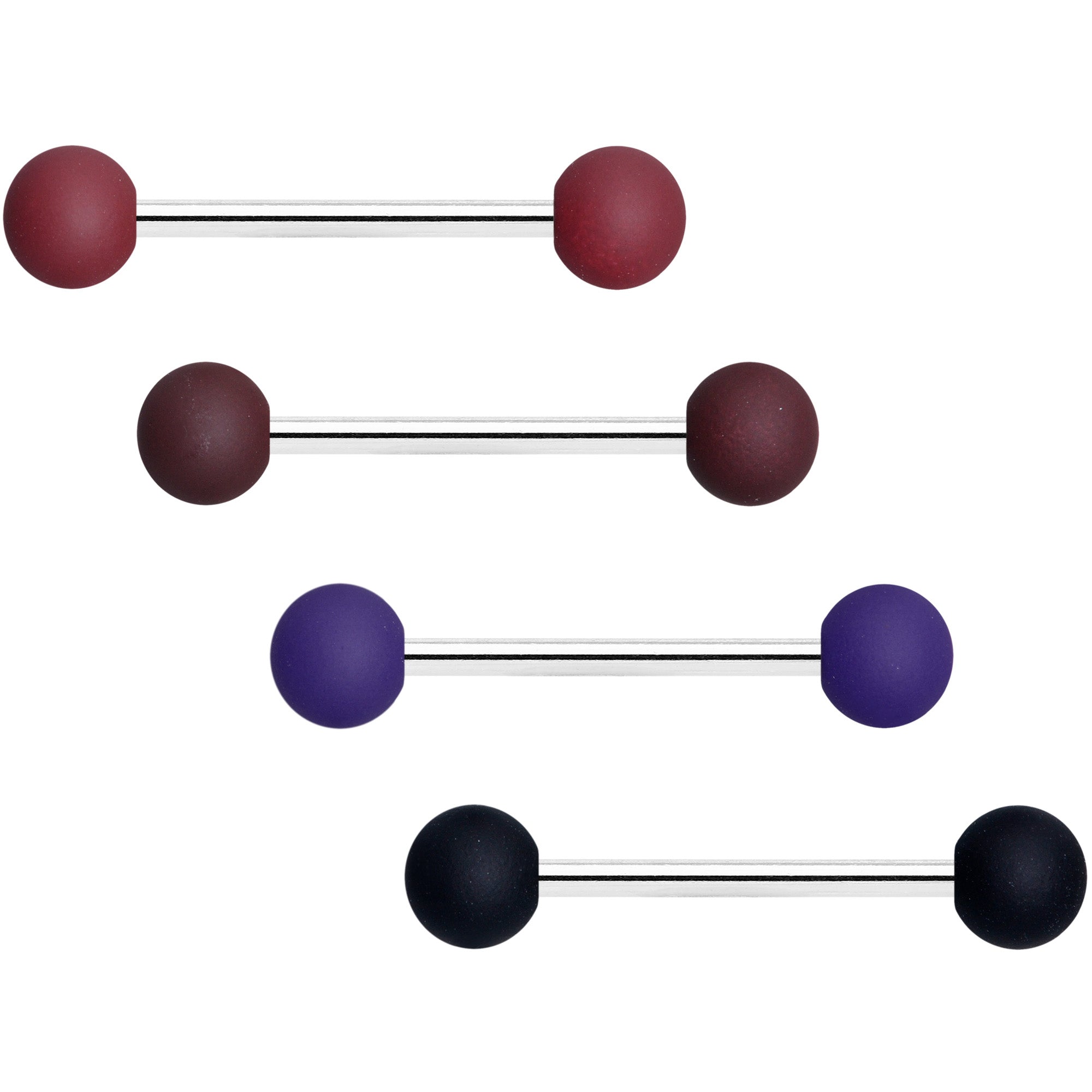 BodyCandy Black Blue Brown Matte Barbell Tongue Ring Set of 4 — main product shot