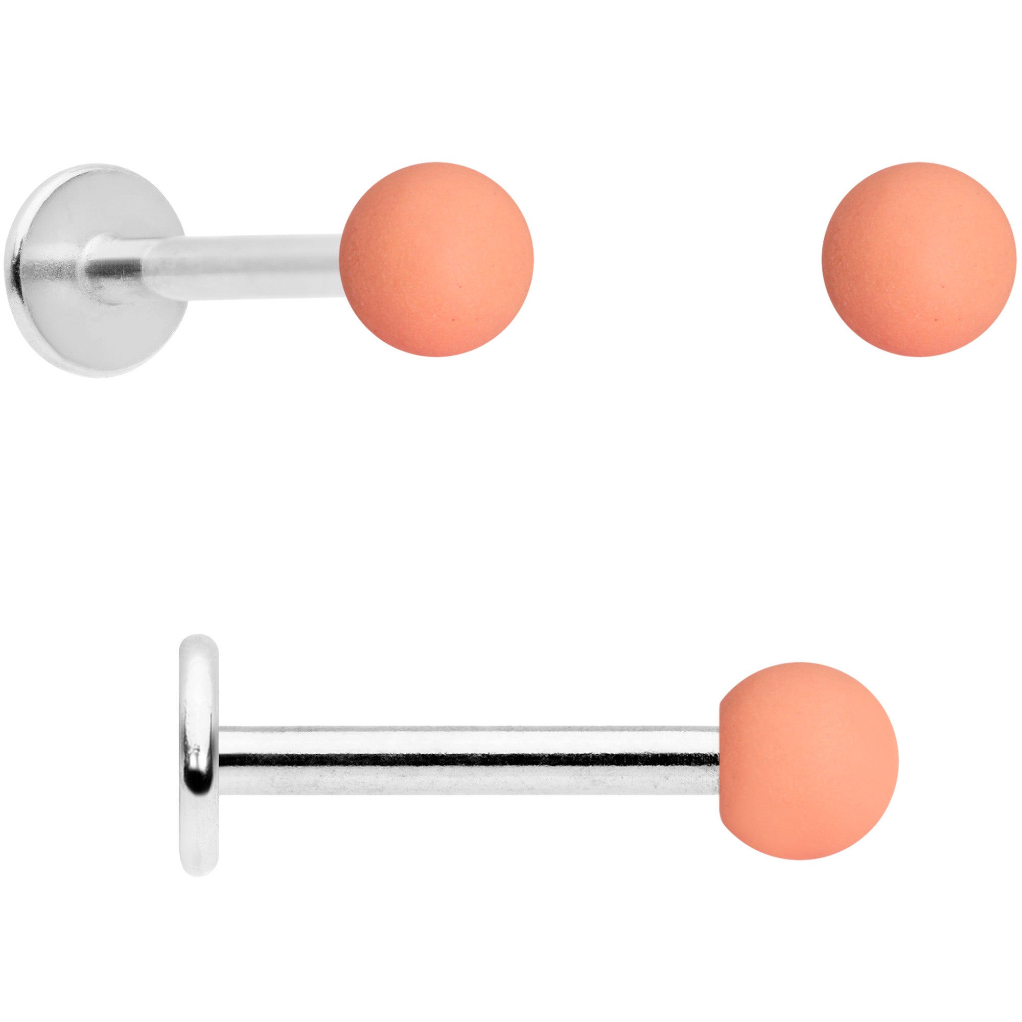 BodyCandy 16G 5/16 Pink Peach Matte Labret Monroe Tragus Set of 4 — lifestyle context