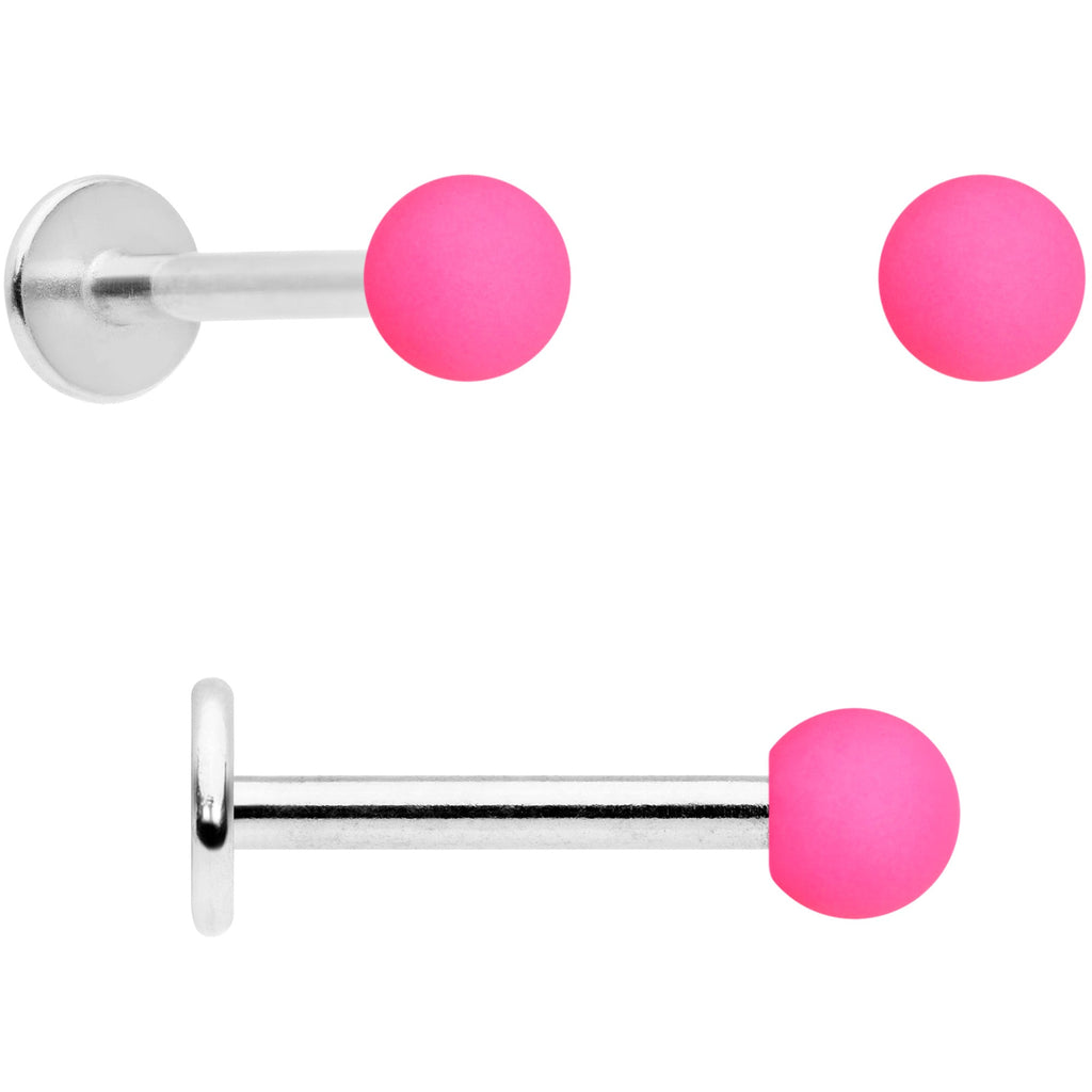 BodyCandy 16G 5/16 Pink Peach Matte Labret Monroe Tragus Set of 4 — side view