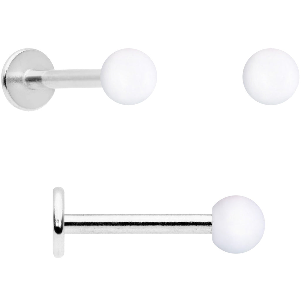 BodyCandy 16G 5/16 Pink Peach Matte Labret Monroe Tragus Set of 4 — back view