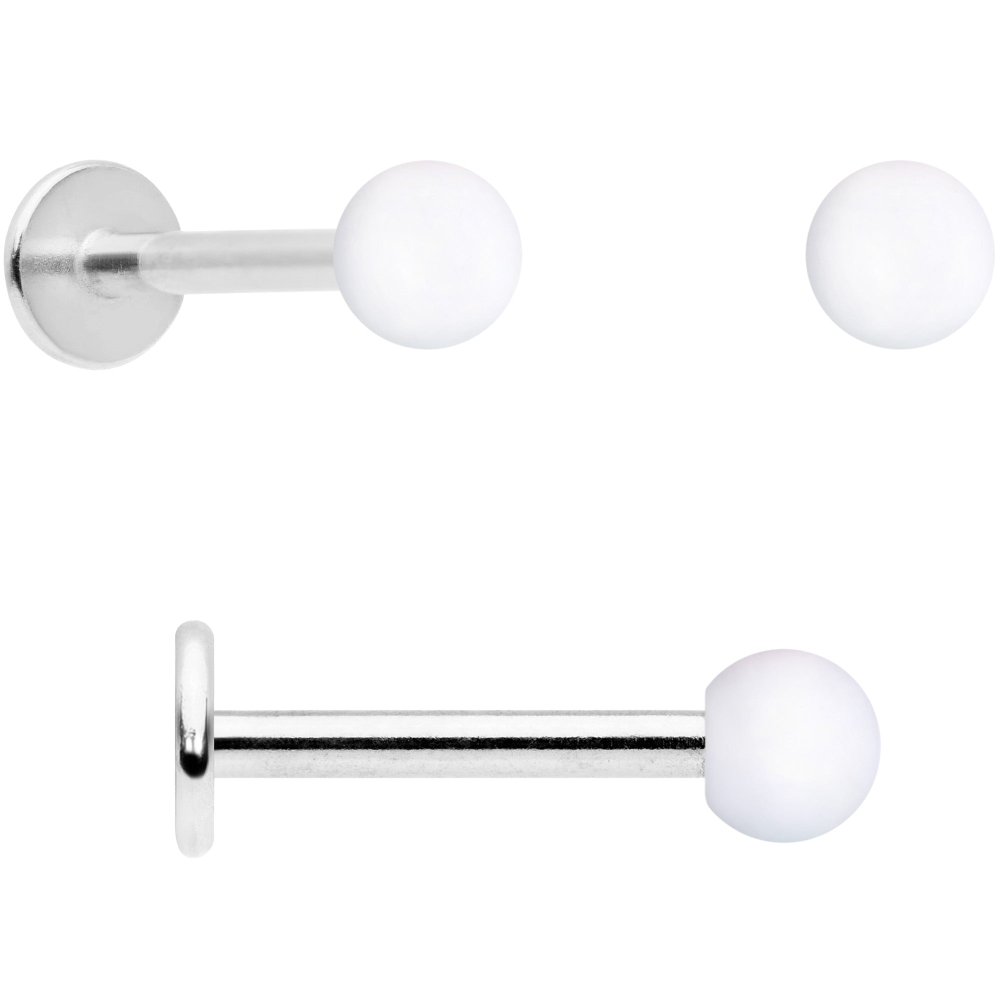 BodyCandy 16G 5/16 Pink Peach Matte Labret Monroe Tragus Set of 4 — back view
