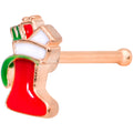BodyCandy 20G 7mm Rose Gold Tone Red White Christmas Stocking Nose Bone — main product shot