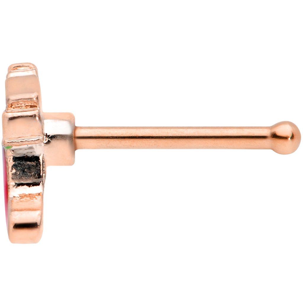 BodyCandy 20G 7mm Rose Gold Tone Red White Christmas Stocking Nose Bone — lifestyle context