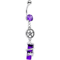BodyCandy Purple CZ Gem Witch Way Dragon Pentagram Dangle Belly Ring — main product shot