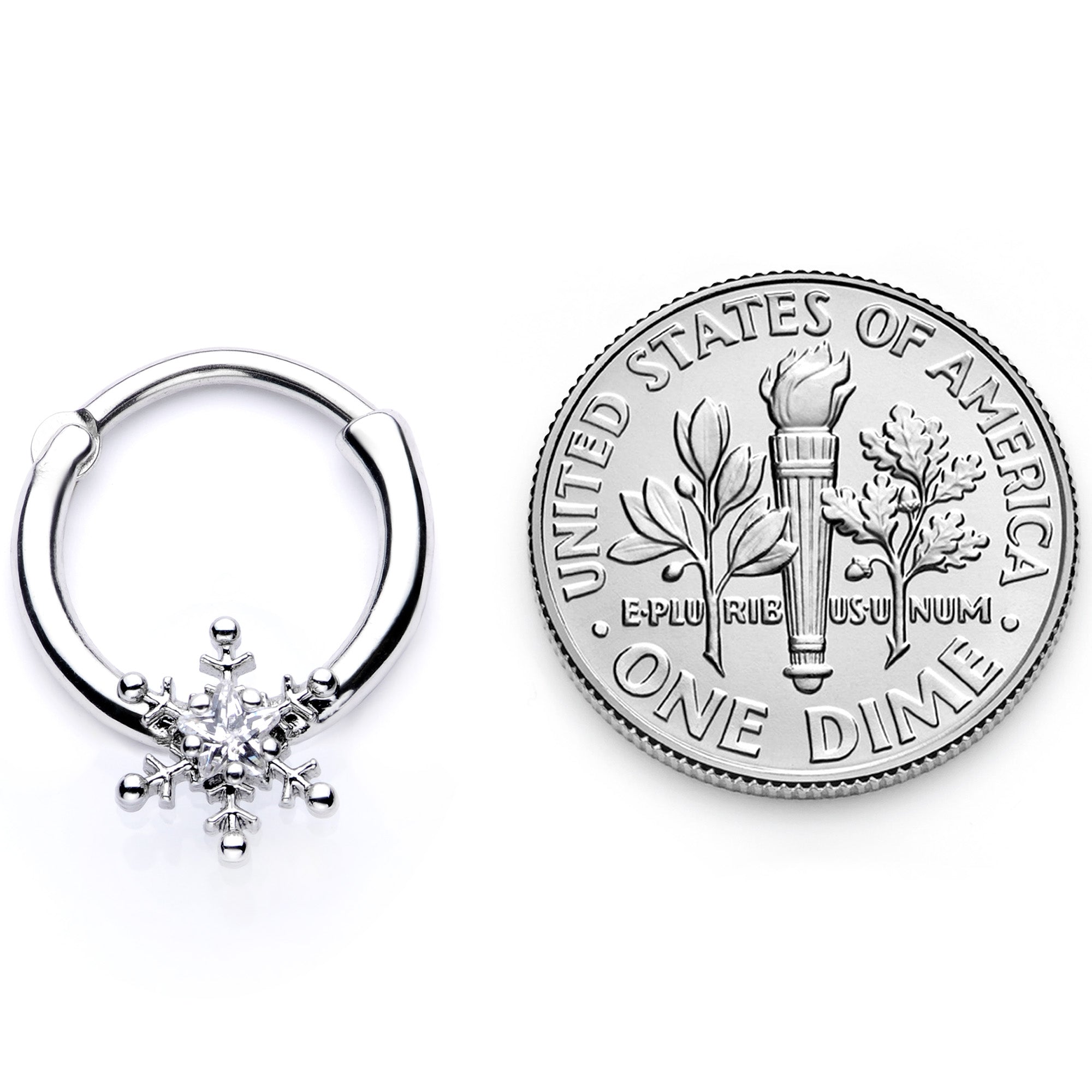 BodyCandy 16G 3/8 Clear Gem Holiday Snowflake Septum Clicker — packaging