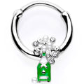 BodyCandy 16G 3/8 Clear Gem Green Champagne Bottle Holiday Septum Clicker — main product shot