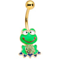 BodyCandy Green Gem Gold Tone Green Goofy Frog Belly Ring — main product shot