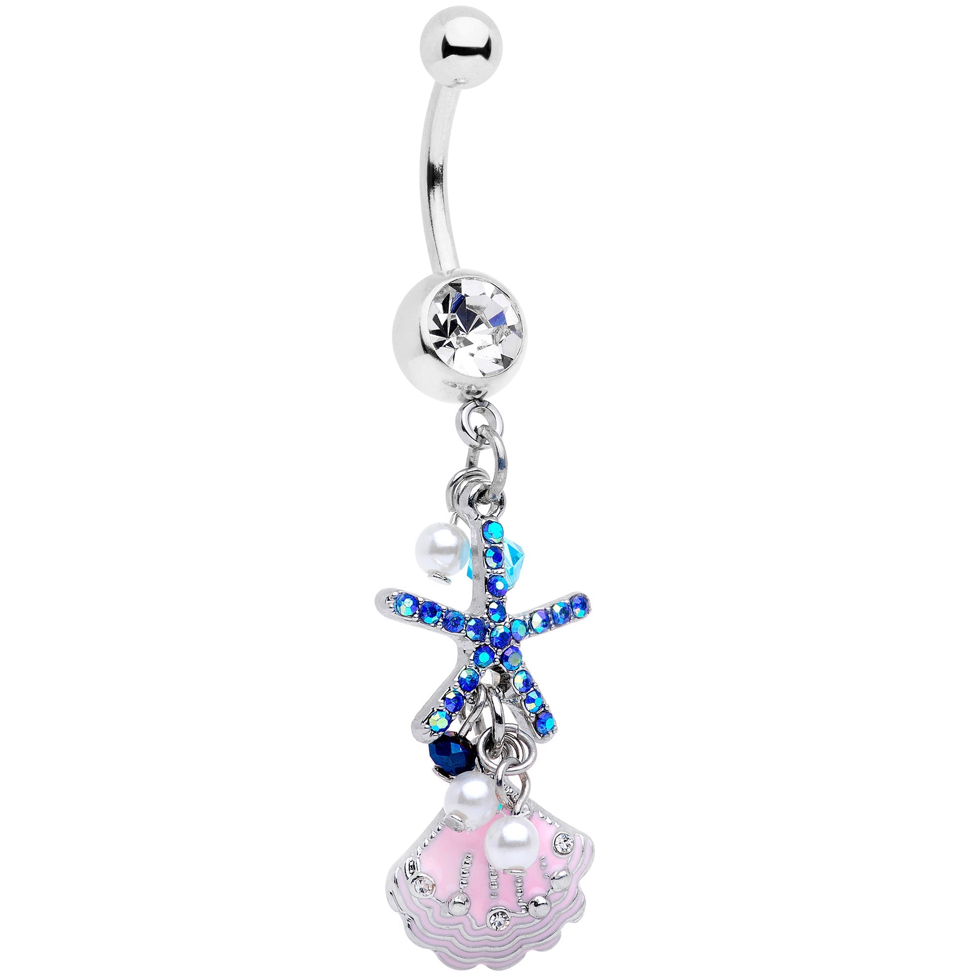 BodyCandy Clear Blue Gem Ocean Treasure Nautical Dangle Belly Ring — main product shot