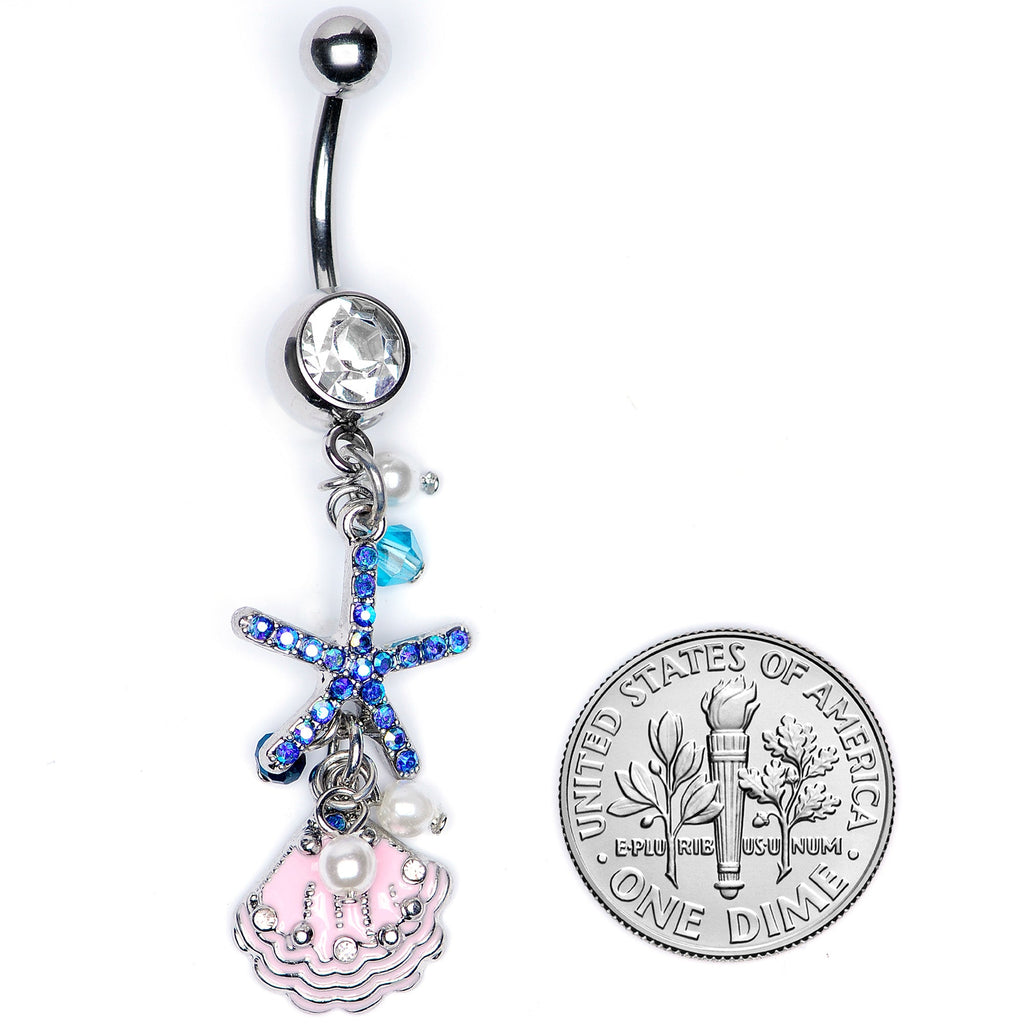 BodyCandy Clear Blue Gem Ocean Treasure Nautical Dangle Belly Ring — alternative angle