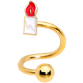 BodyCandy 14G 3/8 Gold Tone Holiday Candle Spiral Twister Belly Ring — main product shot