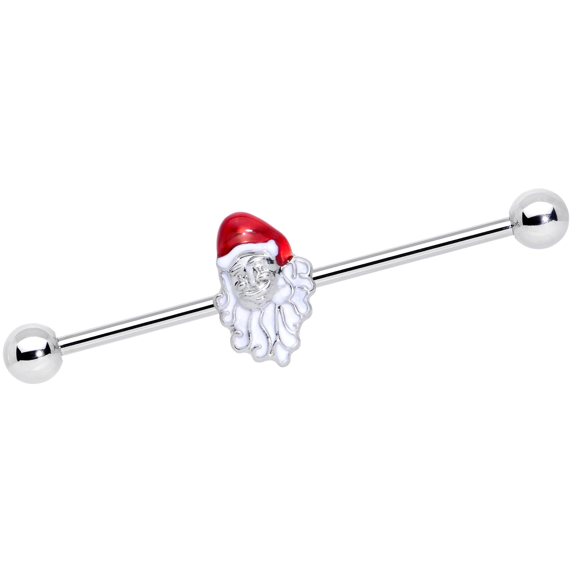 BodyCandy 14G Red White Santa Christmas Industrial Barbell 38mm — main product shot