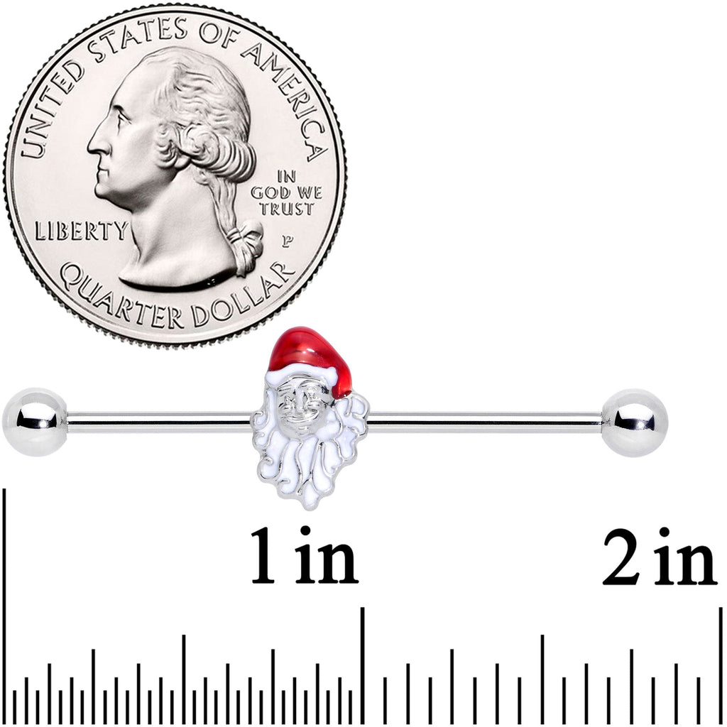 BodyCandy 14G Red White Santa Christmas Industrial Barbell 38mm — lifestyle context