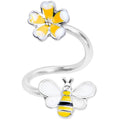 BodyCandy 14G 3/8 Yellow Bee Flower Spiral Twister Belly Ring — main product shot