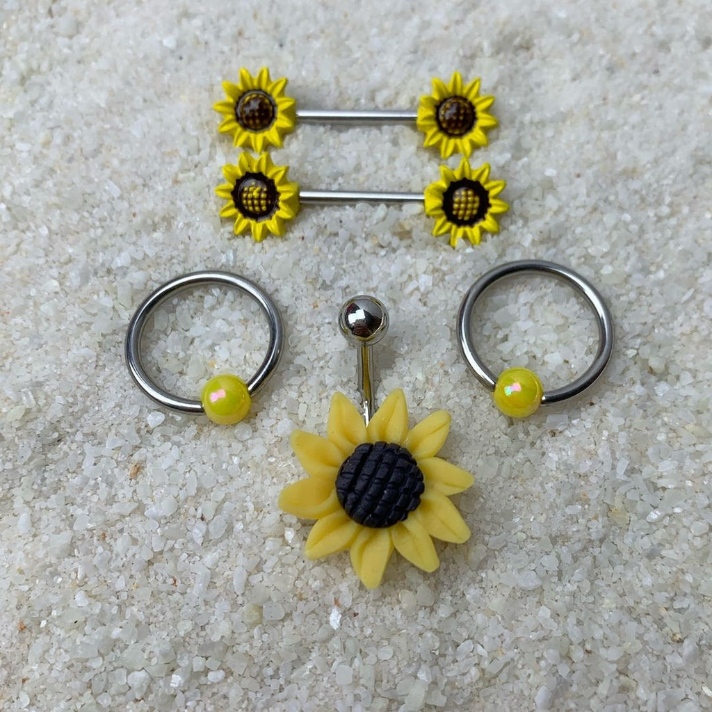 BodyCandy Stunning Sunflower Belly Ring — lifestyle context