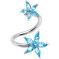 BodyCandy 14G 3/8 Blue Gem Star Flower Spiral Twister Belly Ring — main product shot