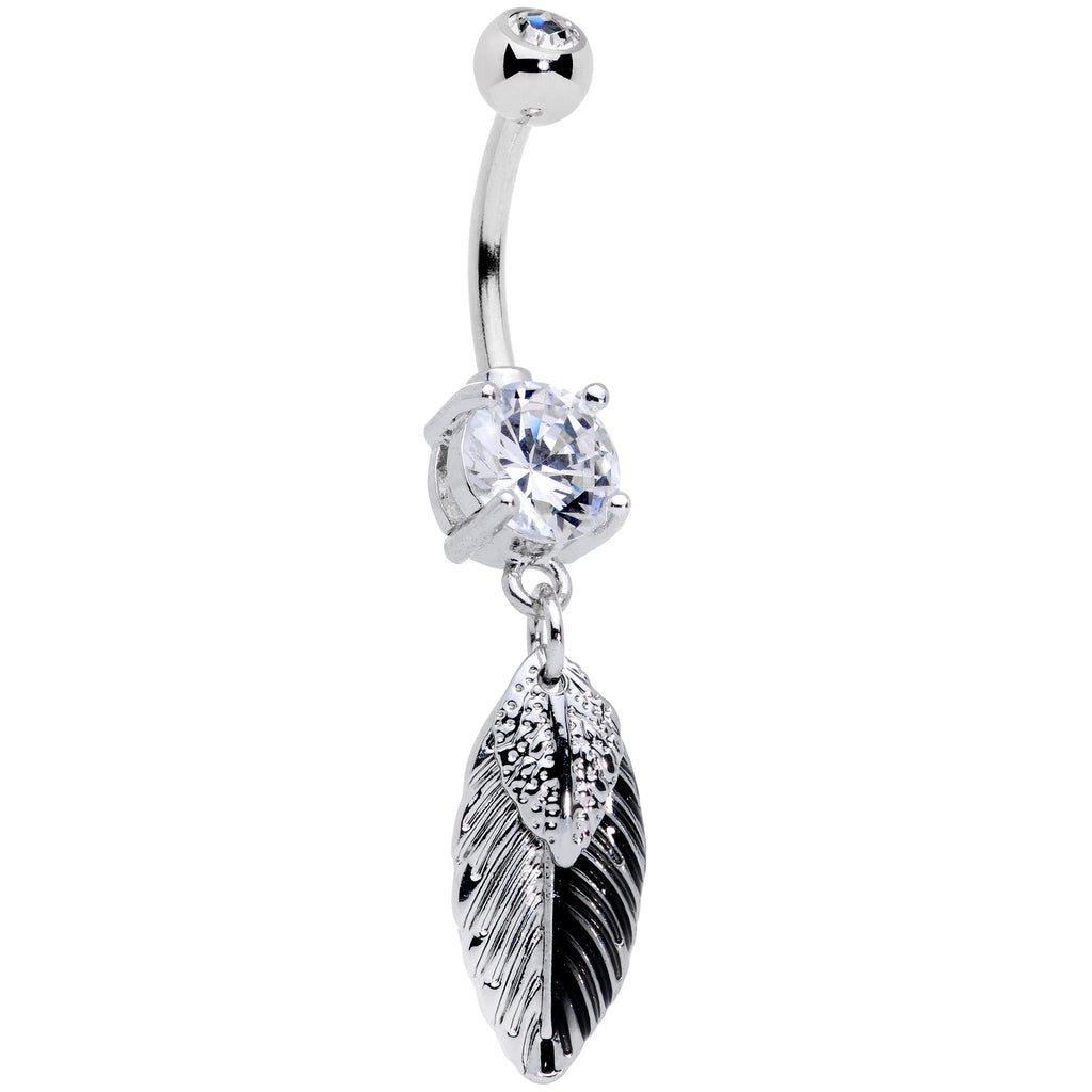 BodyCandy Clear Gem Feathers Southwestern Dangle Belly Ring — main product shot
