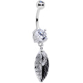 BodyCandy Clear Gem Feathers Southwestern Dangle Belly Ring — main product shot
