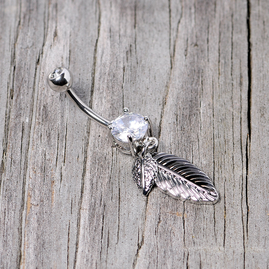 BodyCandy Clear Gem Feathers Southwestern Dangle Belly Ring — alternative angle