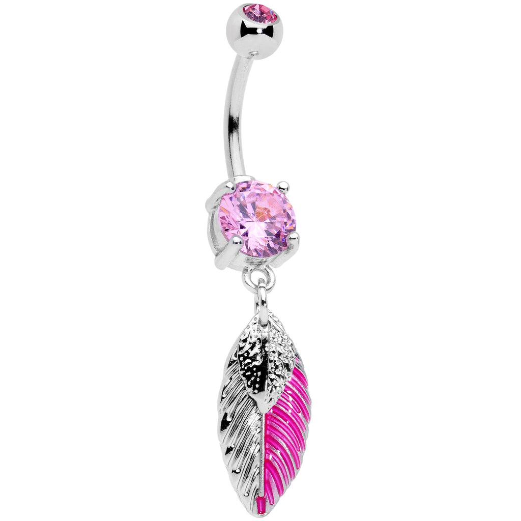 BodyCandy Pink Gem Feathers Southwestern Dangle Belly Ring — main product shot